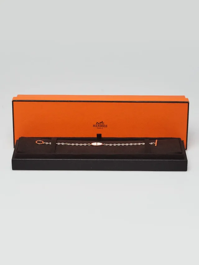 Hermès 18k Rose Gold and Ceramic Chaine d'Ancre Verso Bracelet in Pink Ceramic from Yoogis, photo 3 of 4