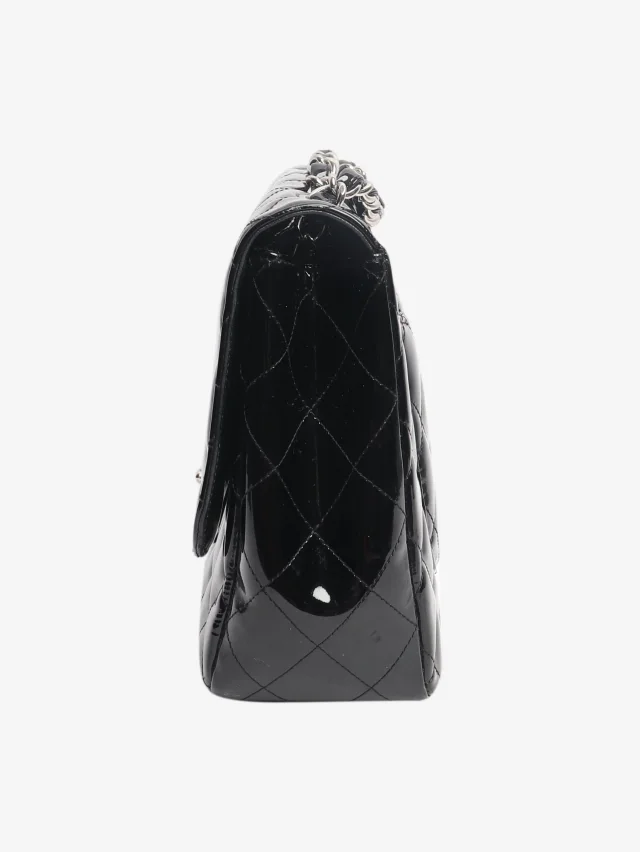 Chanel Black 2009 patent quilted jumbo Classic Single Flap bag in Black Patent leather from Sign of the Times, photo 7 of 8