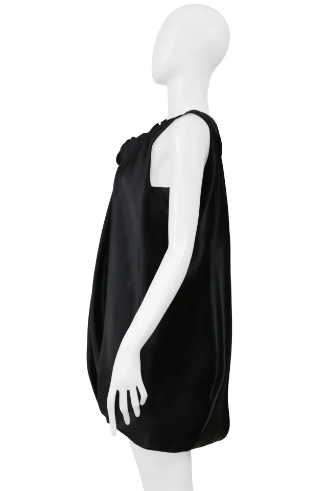 Balenciaga By Ghesquiere Black Satin Dress With Roses in Black Satin from Resurrection Vintage, photo 6 of 8