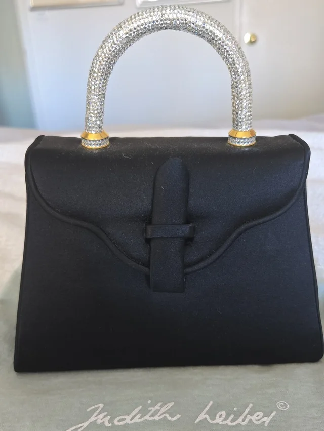 Judith Leiber Judith Lieber Black Satin Evening Bag in gold|black Satin from Poshmark