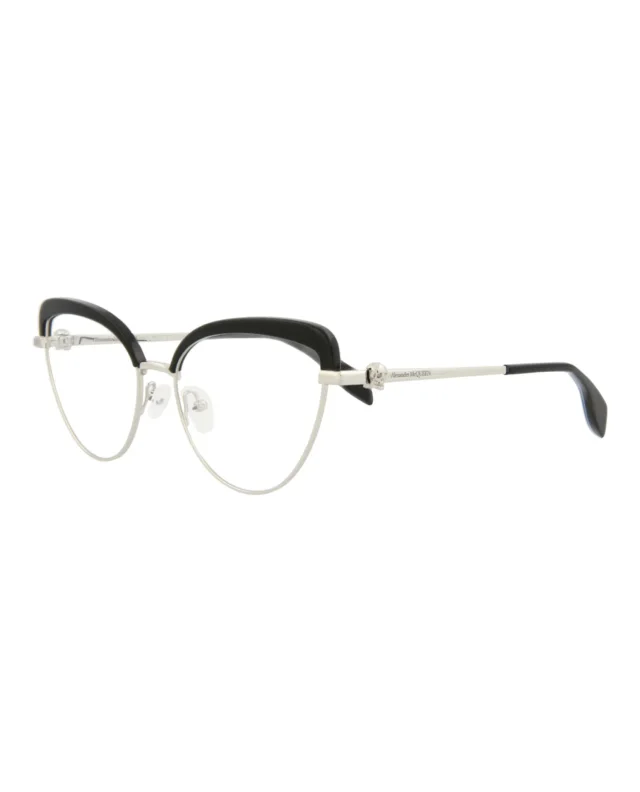 Alexander McQueen Cat Eye-Frame Metal Optical Frames in silver, photo 2 of 5 from ShopSimon