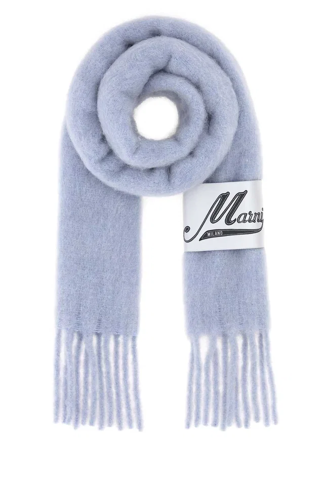 Marni Alpaca Blend Scarf — Blue Exterior: Nylon Scarfs in Blue Nylon from HEWI