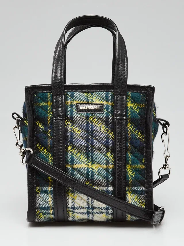 Balenciaga Multicolor Tweed/leather Bazar XXS Shopper Tote Bag in Multicolor Tweed from Yoogis