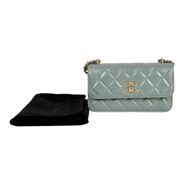 Chanel Light Green WOC in Lambskin Bag in Green Lambskin from Luxury Promise