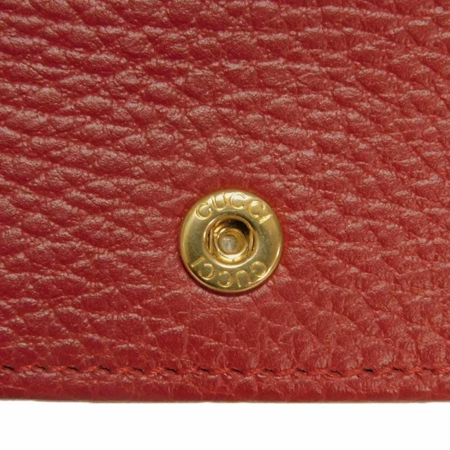 Gucci GG Marmont Textured Leather Chain Wallet in Red Calfskin from LuxUness, photo 7 of 14