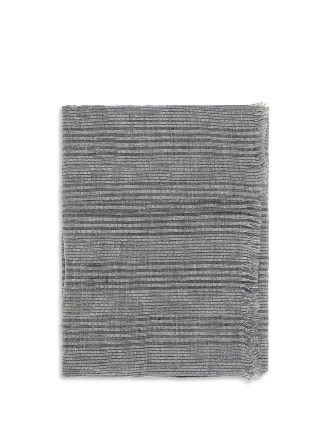 Brunello Cucinelli Linen With Lurex Details Scarf — Gray Linen; Viscose; Polyester Scarfs in Grey from HEWI