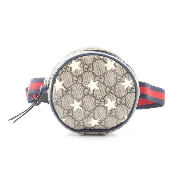 Gucci Waist Bag Children's GG Supreme Star Kids Beige Navy Canvas Leather Round in Beige Canvas from The Reluxe