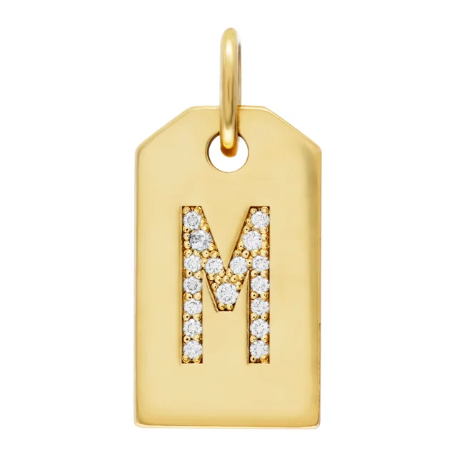 Tiffany & Co. Mini Alphabet Tag Charm "M" in diamonds in 18k in Yellow Gold from Gray And Sons