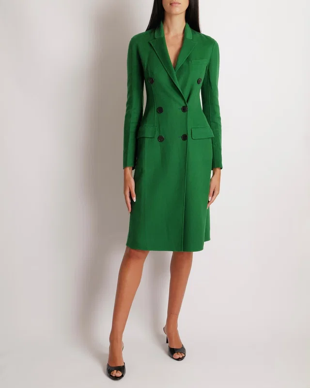 Dior Green Cashmere Coat with Black Buttons Size FR 34 (UK 6) in Black Cashmere from Sellier