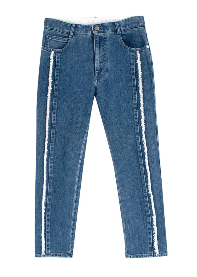 Stella McCartney Blue Fringed Detail Straight Leg jeans in Blue from HEWI