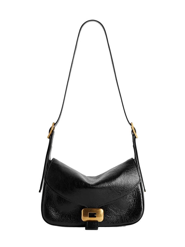 Balenciaga Clicca Shoulder Bag — Black Goat Skin in Black Lambskin from HEWI