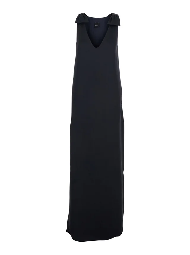 Leplain Long Dark Blue Dress with V-Neck and Side Slits in Women's Fabric in Blue 100% Polyester, photo 2 of 6 from Gaudenzi Boutique