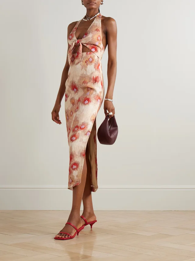 SIR Fiorella tie-front floral-print linen halterneck midi dress in Pink, photo 2 of 2 from NET-A-PORTER (Canada)