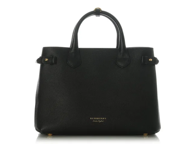 Burberry Medium Black Pebbled Leather Banner Tote in Black Leather from Ann's Fabulous Finds