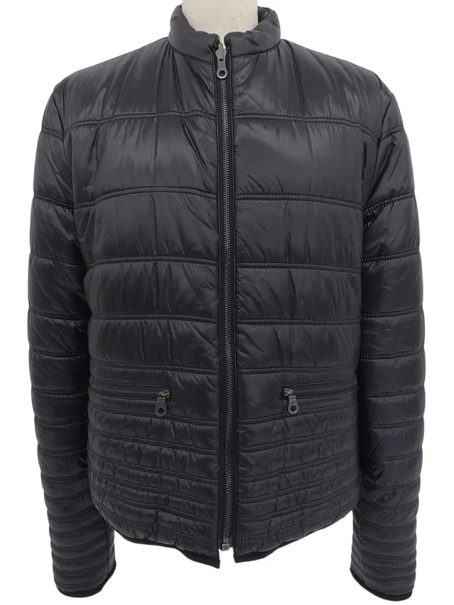 Chanel CC Mark Stitch Reversible Down Jacket #38 Black/Blue in Black from VINTAGE QOO TOKYO