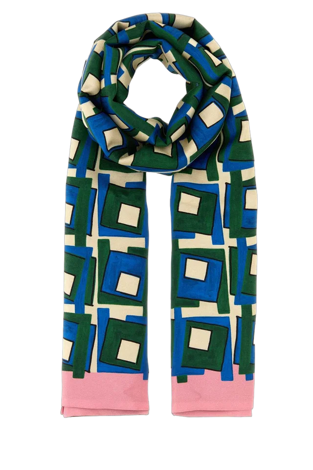 Miu Miu Geometric Print Silk Scarf — Multicolor Exterior: Scarfs in Multicolor Silk from HEWI