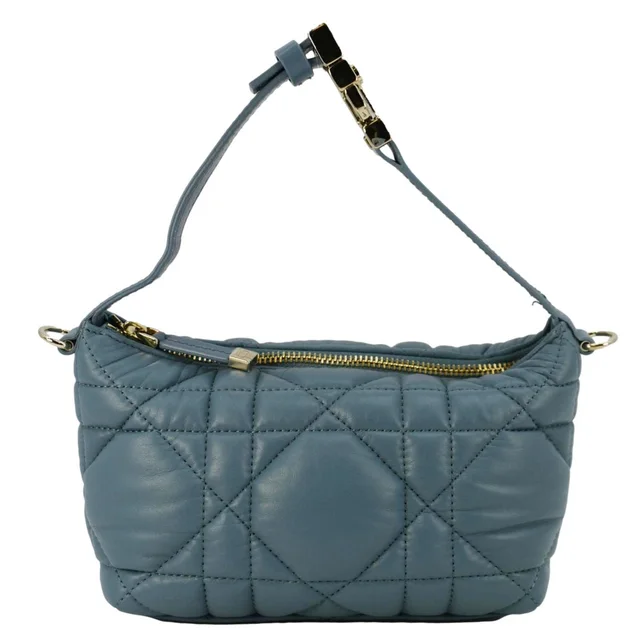 Dior Diortravel Calfskin Macrocannage Clutch bag Blue in Blue Calfskin from Dallas Designer Handbags