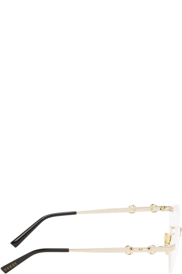 Gucci Gold Cat-Eye Optical Glasses, photo 2 of 3 from SSENSE