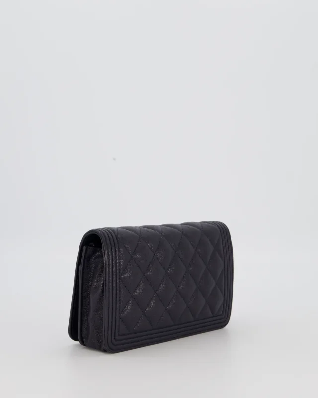 Chanel Navy Boy Wallet on Chain Bag in Navy Caviar leather from Sellier, photo 7 of 19