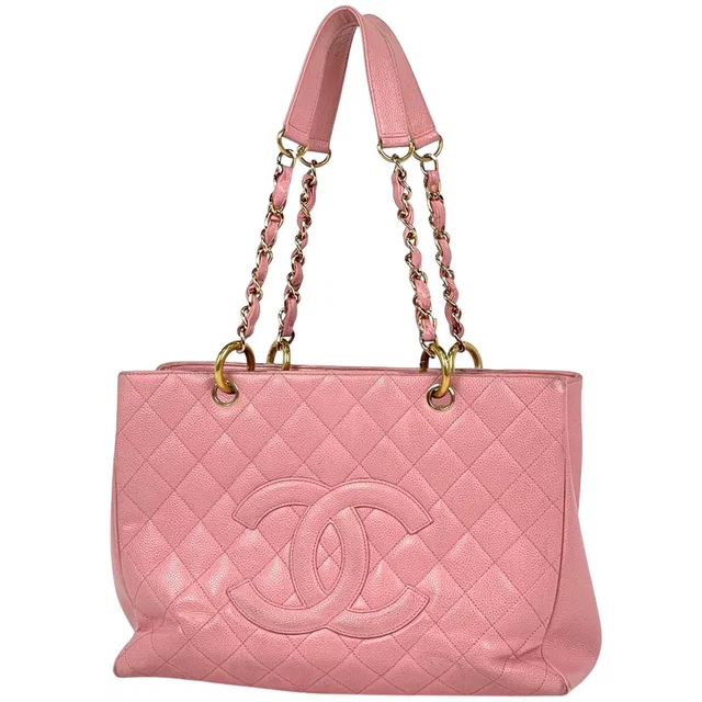 Chanel CC Logo Chain Tote Shoulder Bag Quilted Grand Shopping GST Caviar in Caviar leather from The Reluxe