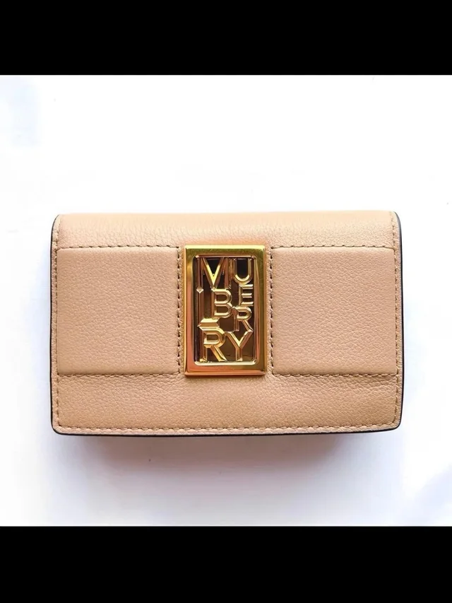 Mulberry Nude Quilted Leather Wallet With Gold Logo Plaque in brown|neutral Leather from Poshmark