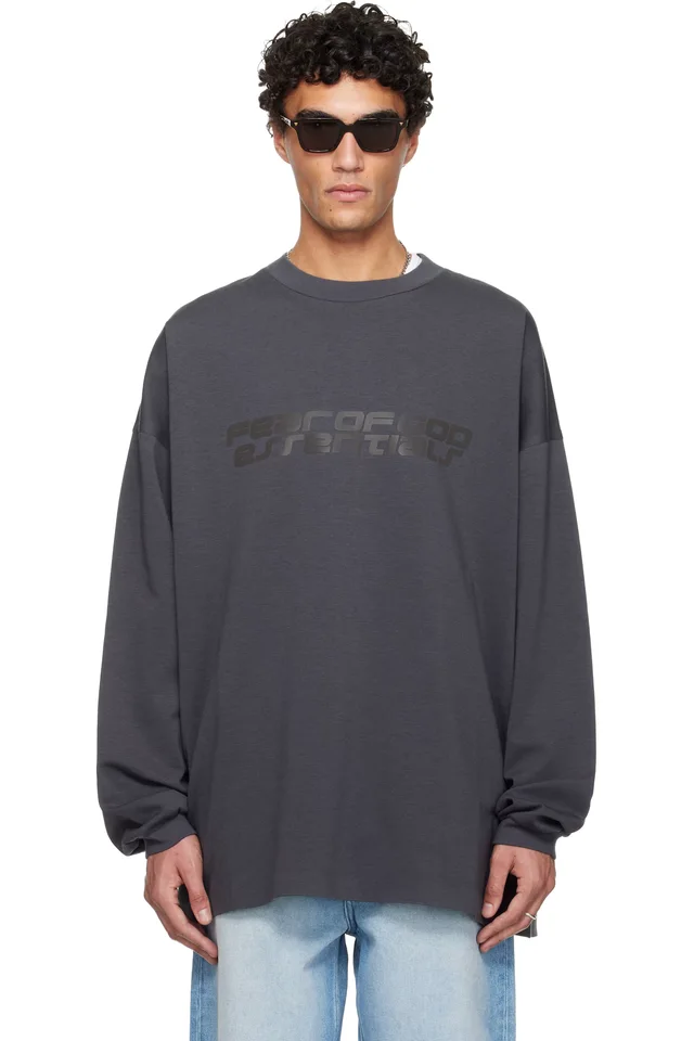 Fear of God ESSENTIALS Gray Holiday 90s Long Sleeve T-shirt, image 1 of 1 from SSENSE