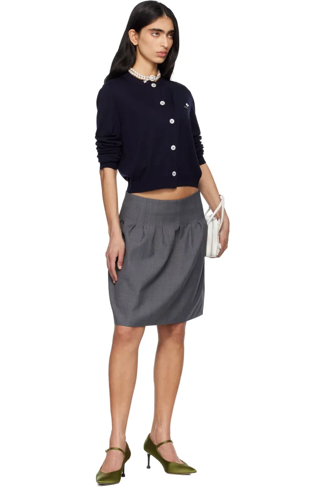 SHUSHU/TONG Gray Low-Waist Pleated Miniskirt, photo 4 of 4 from SSENSE