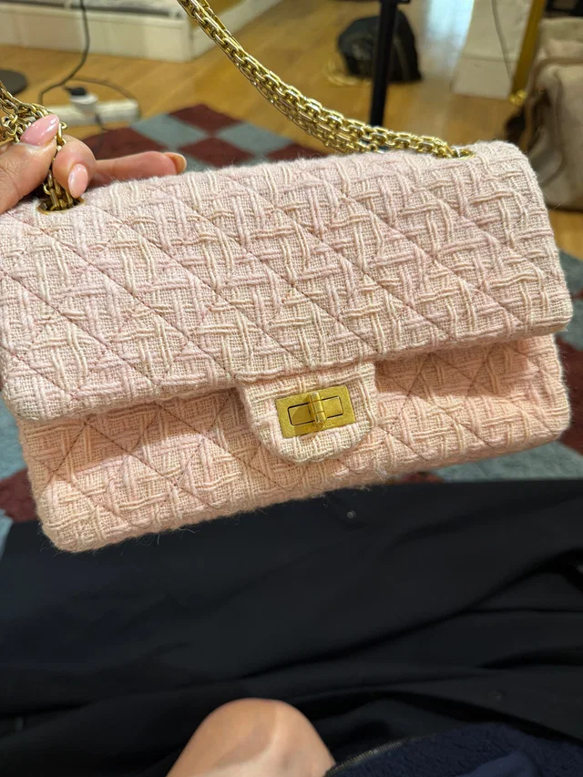 2017 Chanel Pink Tweed Handbag in Pink Tweed from Luxury Promise