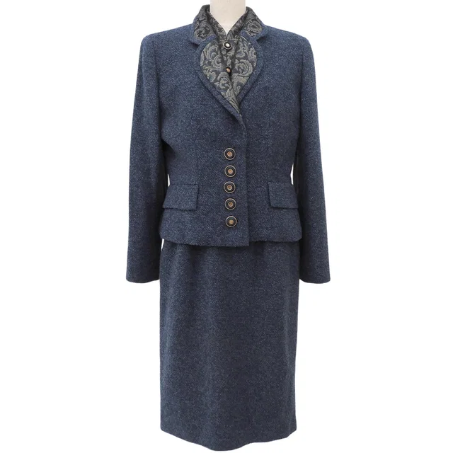 Dior Wool Paisley Pattern Three-Piece Suit #11 Blue in Blue Wool from VINTAGE QOO TOKYO
