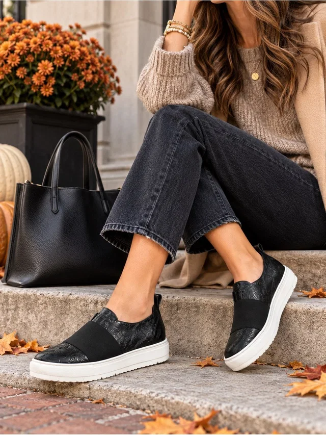Jil Sander Navy Black Embossed Leather Platform Slip On Sneakers Eu 39 in white|black Leather from Poshmark