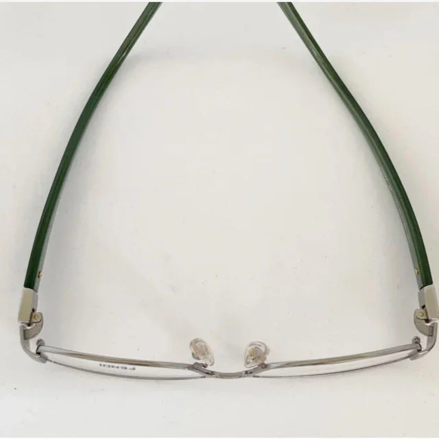Fendi Women's Sunglasses - Green/Silver in silver|gray|green from Depop, photo 5 of 8