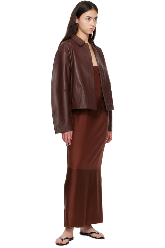 St. Agni Brown Cocoon Leather Jacket, photo 4 of 4 from SSENSE