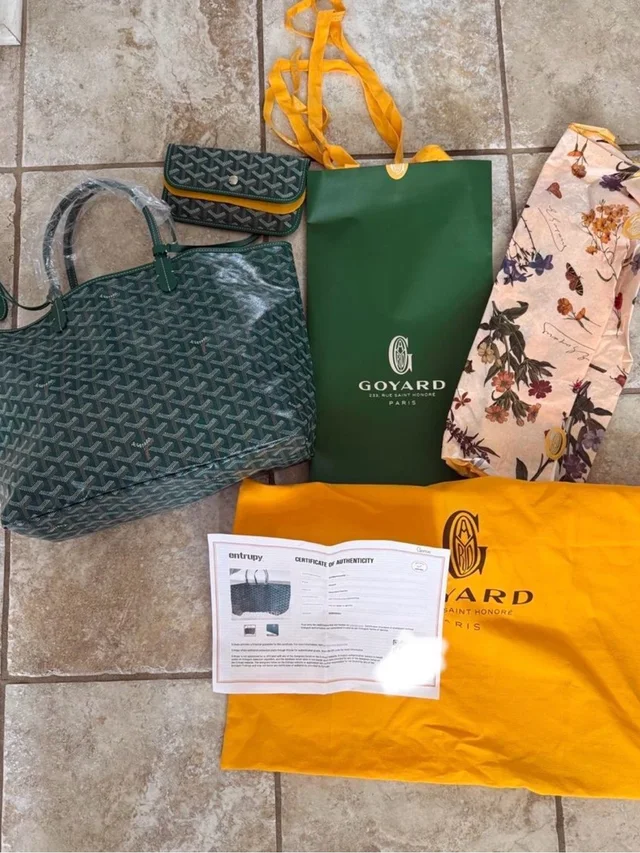 Goyard Chevron St. Louis Tote With Matching Pouch(See Description) in green Leather from Poshmark