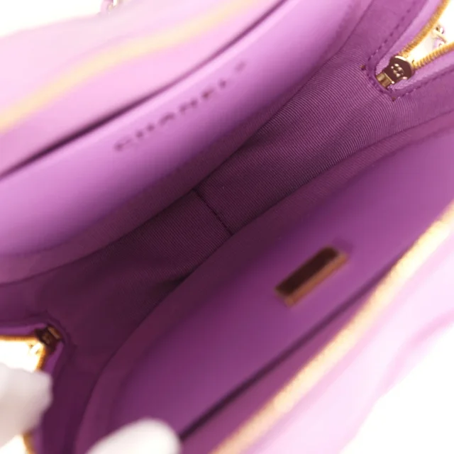 Chanel CC In Love Large Heart Bag in Purple Lambskin from Madison Avenue Couture, photo 8 of 9