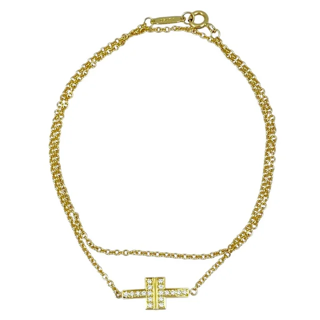 Tiffany & Co. T Two Double Chain Accessory 18K Diamond Yellow Gold Bracelet in Yellow from The Reluxe