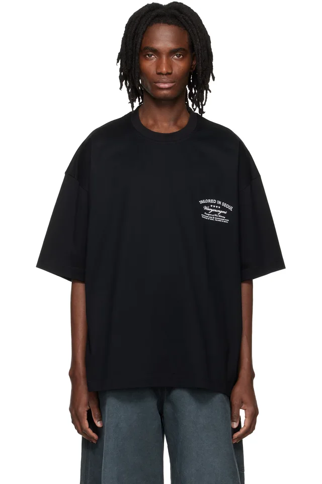 WOOYOUNGMI Black Lettering Graphic T-shirt, image 1 of 1 from SSENSE