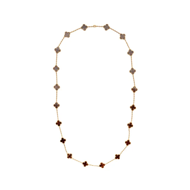 Van Cleef & Arpels vintage Alhambra long necklace 20 motif 18k rose gold / letter wood in Pink from EMIER