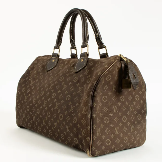 Louis Vuitton Ebene Monogam Mini Lin Speedy 30 + Sarah Wallet in Brown from Labellov, photo 3 of 6