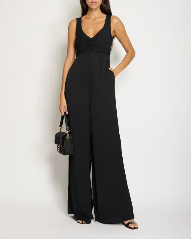 Zimmermann Black Jumpsuit with Ruched Detail Size 0 (UK 8) in Black from Sellier