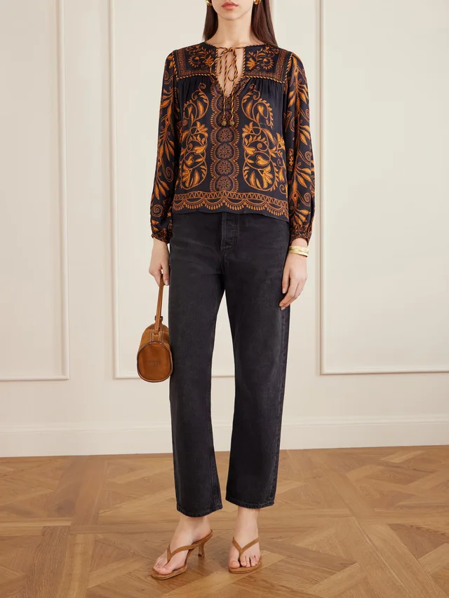 FARM RIO Cornely Ainika printed voile blouse in Black, photo 2 of 2 from NET-A-PORTER (Canada)