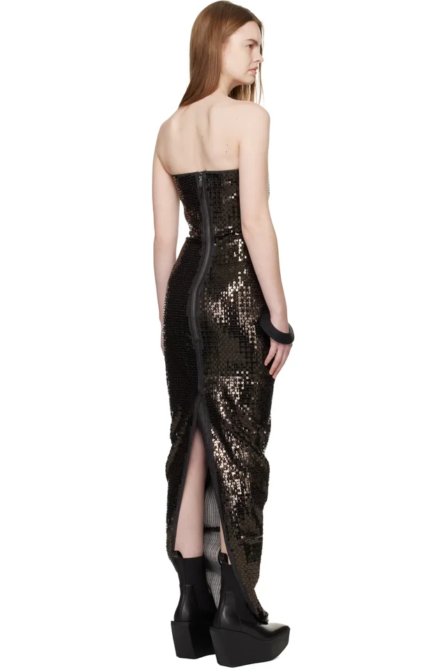 Rick Owens Black Temple Bustier Maxi Dress, photo 3 of 4 from SSENSE