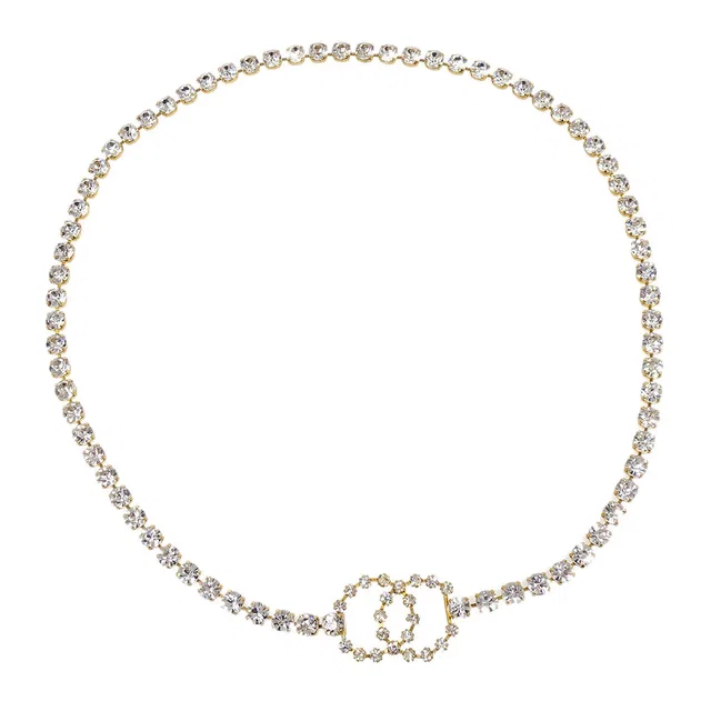 Chanel 1995 Rhinestones CC Gold Chain Belt in Gold from AMORE Vintage Tokyo