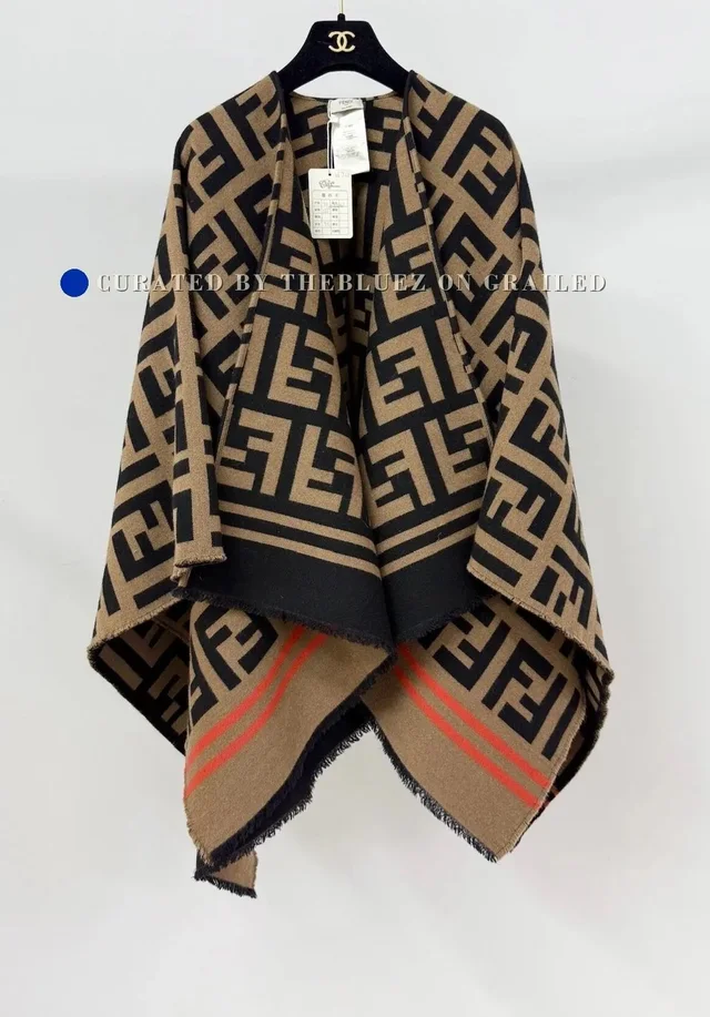 Fendi Ff Monogram Wool Shawl in Brown in red|brown Wool from Grailed
