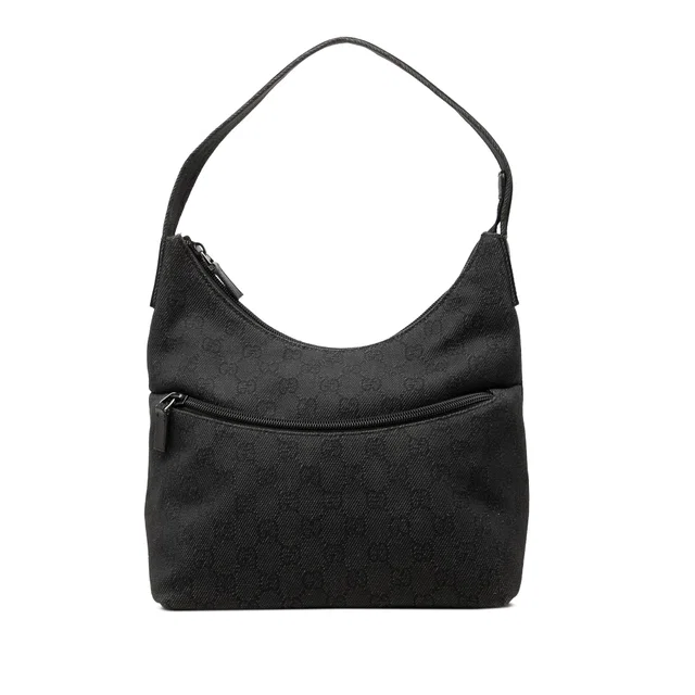 Black Gucci GG Denim Shoulder Bag in Black Denim from Designer Revival