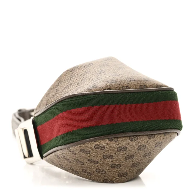 Gucci GG Supreme Monogram Textured Calfskin Web Mini Attache Hobo Beige Ebony New Acero in Beige Calfskin from FASHIONPHILE, photo 4 of 10