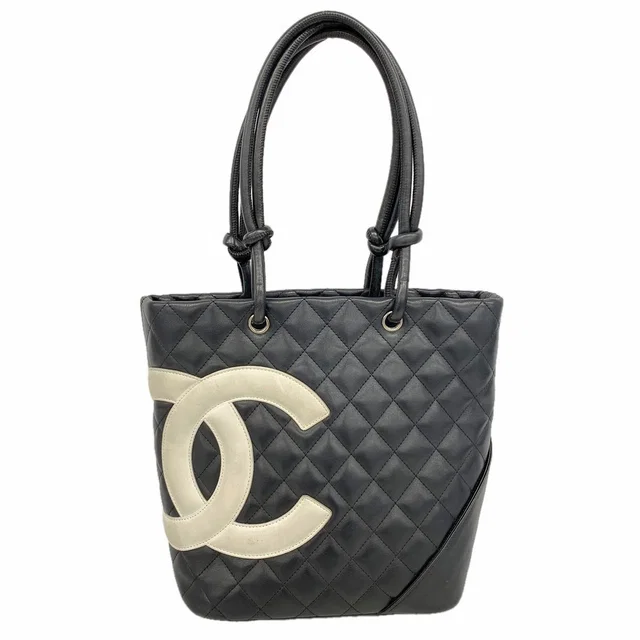 Chanel Tote Bag Cambon Lambskin Black Silver in Black Lambskin from The Reluxe