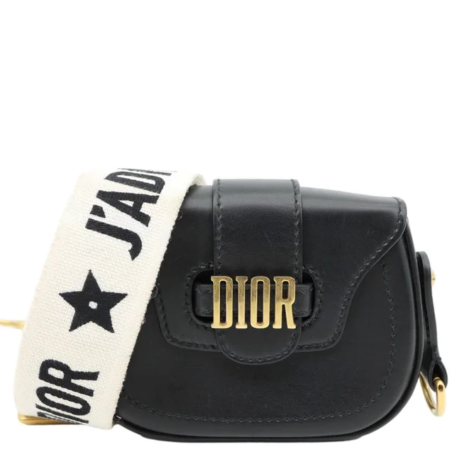 Dior D Fence Small Calfskin Leather Saddle Bag Black in Black Calfskin from Dallas Designer Handbags