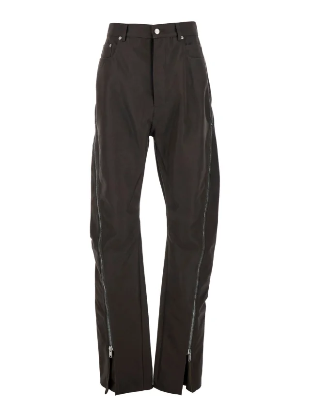 Bolan Banana Pants with Zip Details in Brown Stretch Cotton for Men in Brown, image 1 of 1 from Gaudenzi Boutique