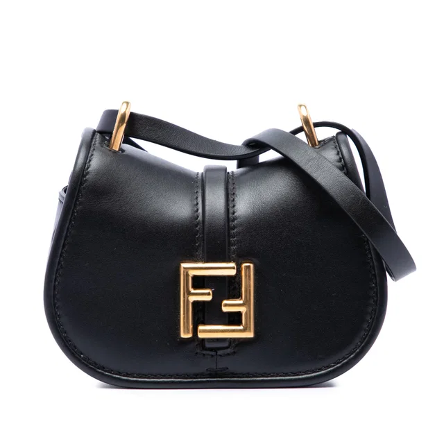 Black Fendi Nano Leather FF C mon Crossbody in Black Leather from Designer Revival
