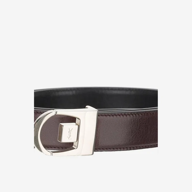 Saint Laurent Reversible Calfskin Belt — Black in Black Calfskin from HEWI